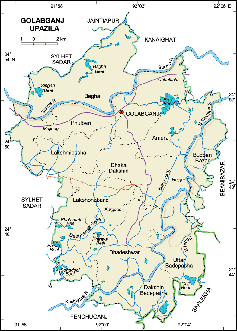 Golapganj Upazila Map Sylhet District Bangladesh