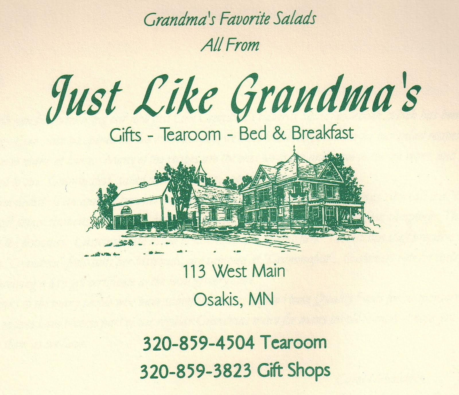 Tea With Friends Tea Room Recipes 3 Just Like Grandma's (Osakis, MN)