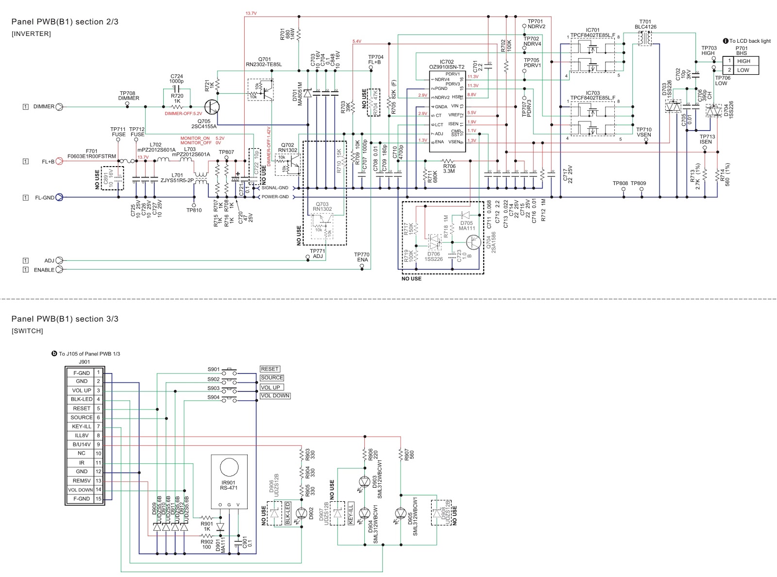 Schematic Diagrams: Clarion NX700, Clarion NX700E - 2-DIN Memory