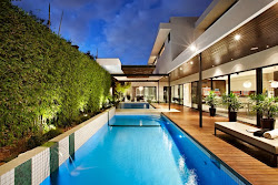 pool backyard modern swimming outdoor alfresco cos living indoor area terrace space road designs balaclava australia contemporary lighting melbourne homes