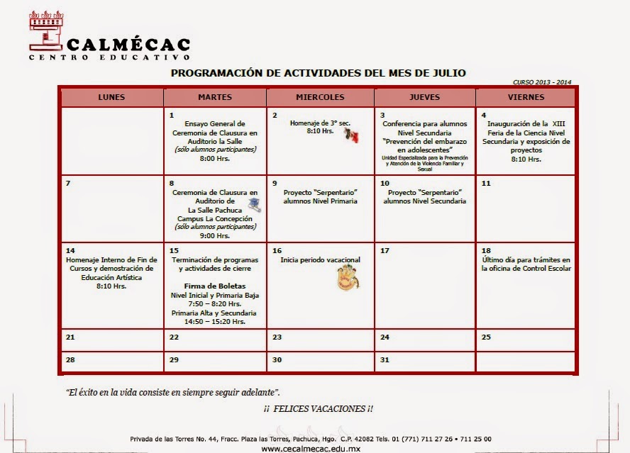 Actividades del Centro Educativo Calmecac junio 2014