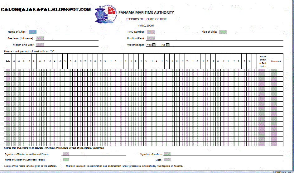 CALON RAJA KAPAL JAM ISTIRAHAT BAGI PELAUT