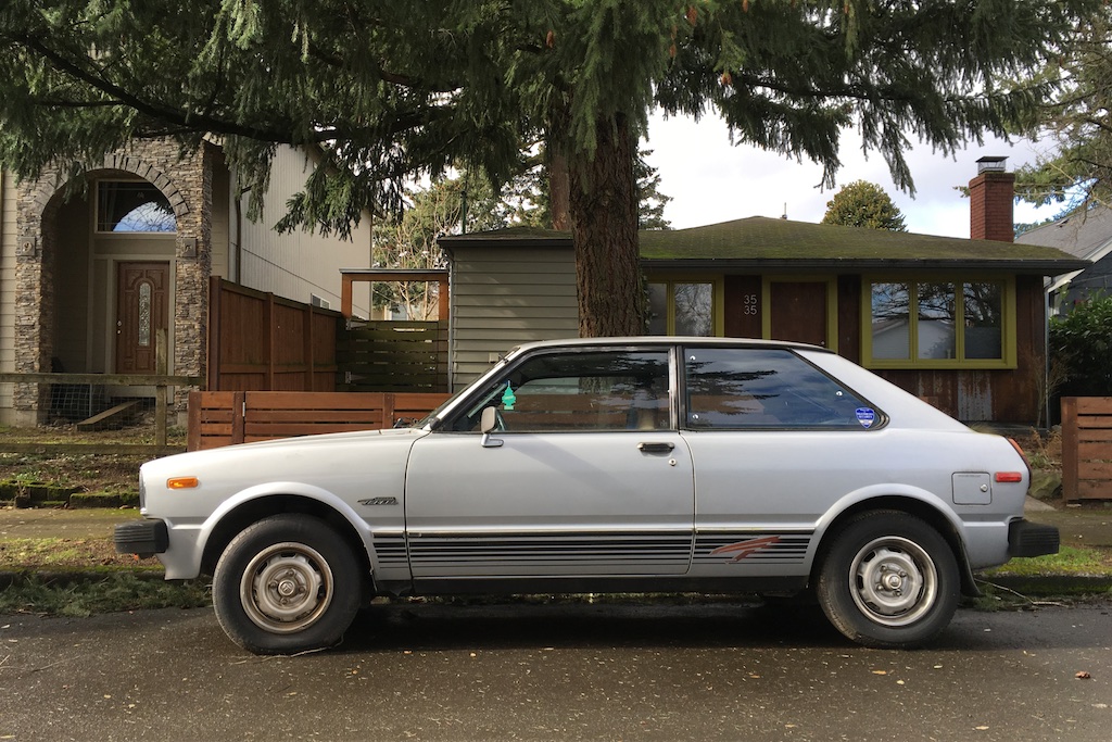OLD PARKED CARS. 1980 Toyota Tercel SR5 hatchback.