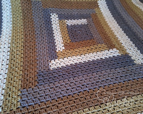 Crochet Log Cabin Quilt Style Modern Granny Afghan - Free Pattern