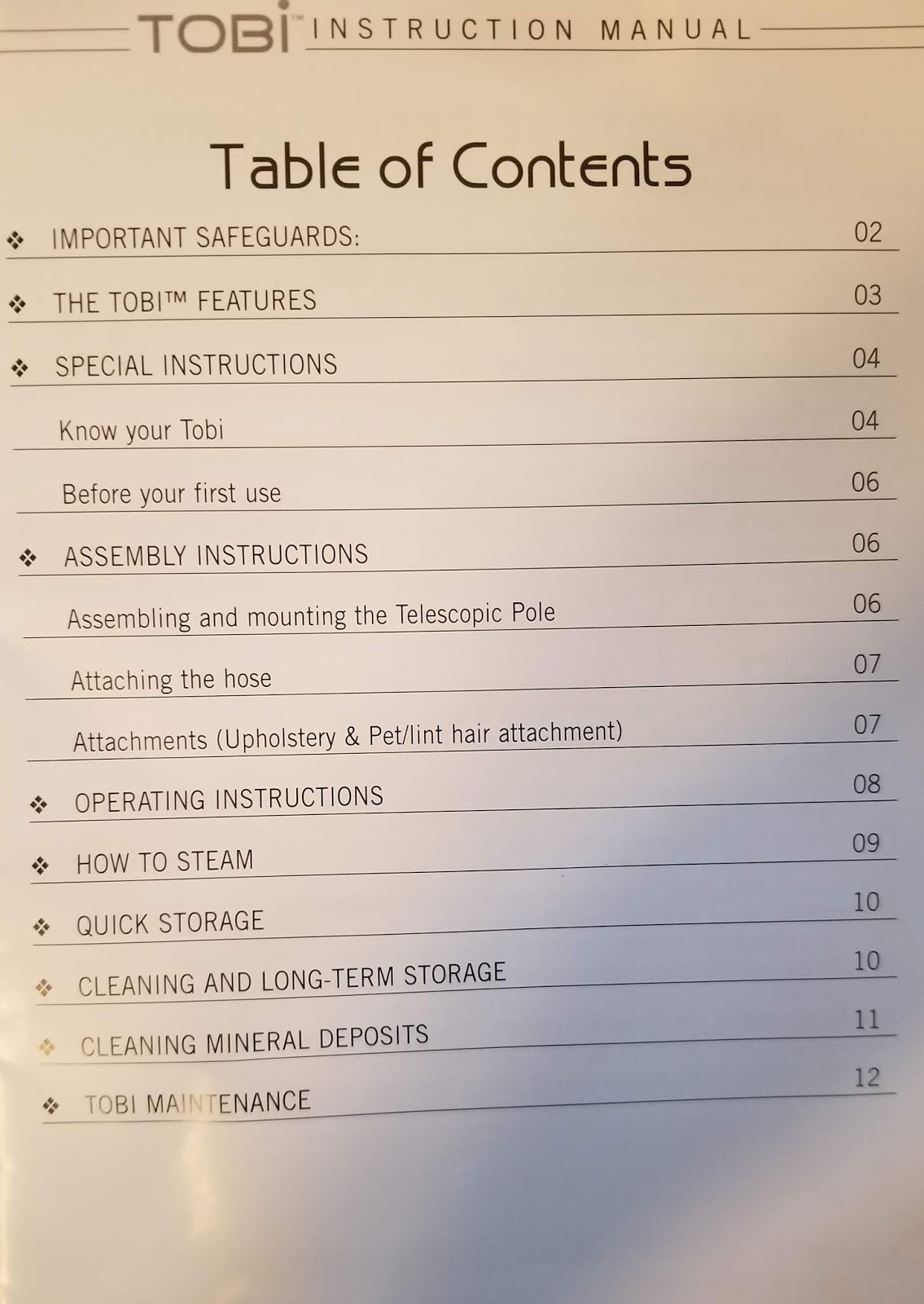 Find Your Manuals Here...: Tobi Upright Steamer Model EC1633 Instrucion