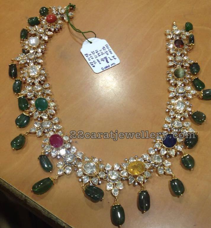 Pachi Necklace with Navaratan Stones - Jewellery Designs
