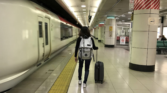 Narita Express platform going to Shinagawa Station in Tokyo