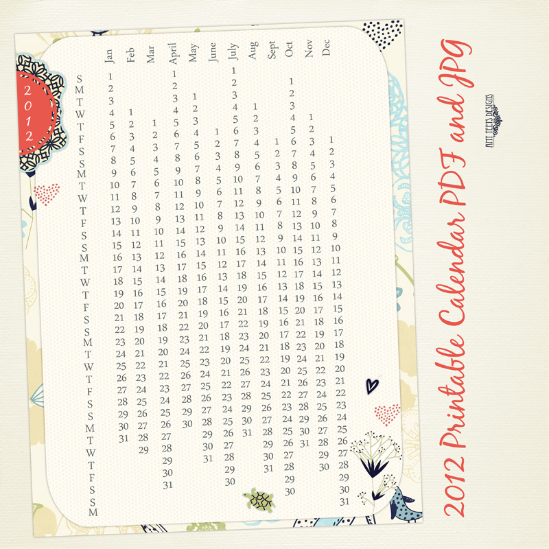 Amy Teets' Designs Free Printable 2012 Calendar
