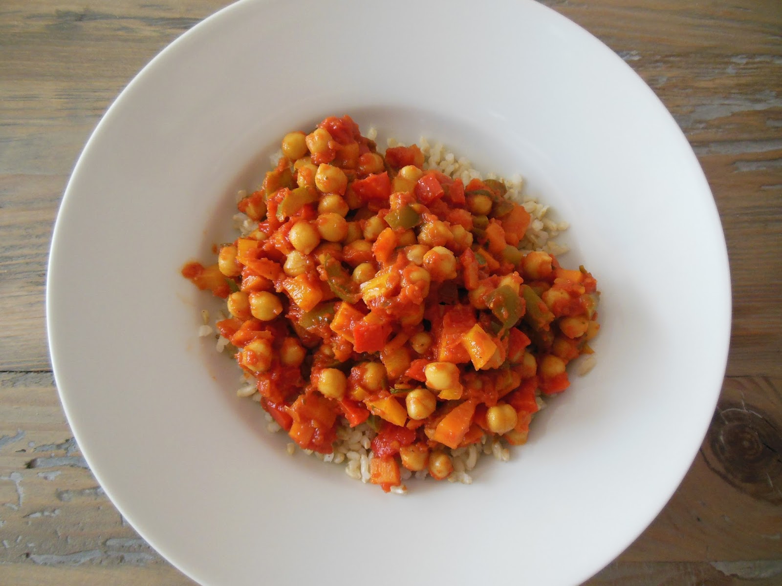 Avena y Canela Garbanzos al Curry con Arroz Integral / Curried