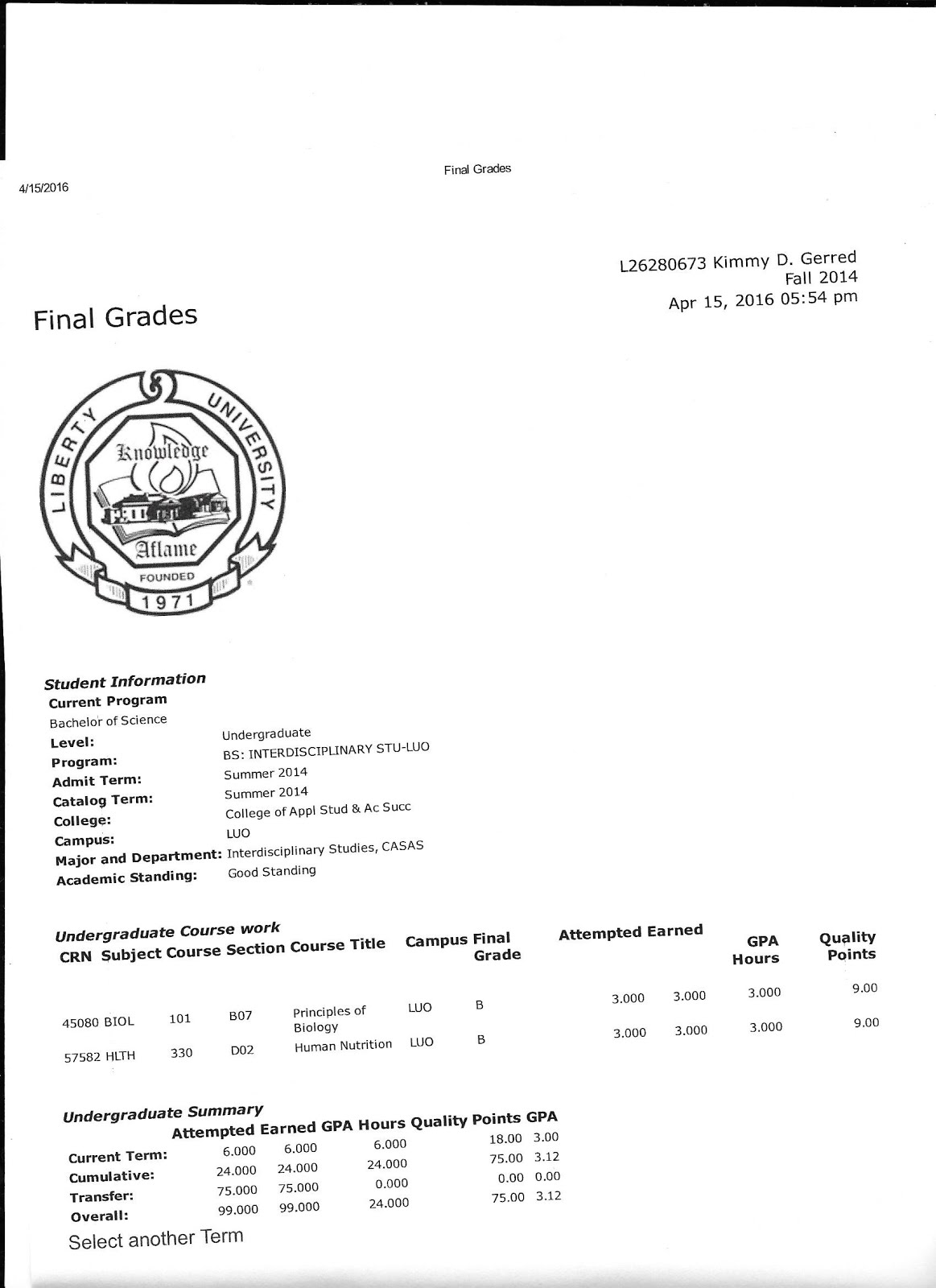 Liberty Grades