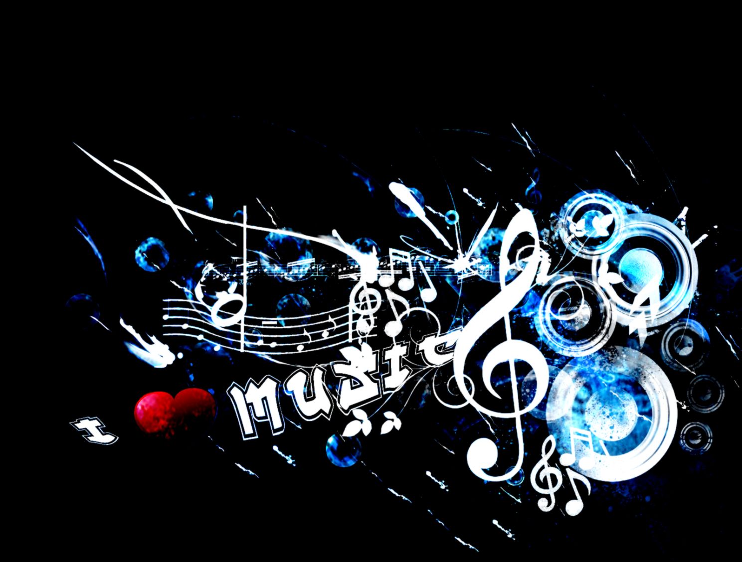 I Love Music 3D Desktop Wallpaper