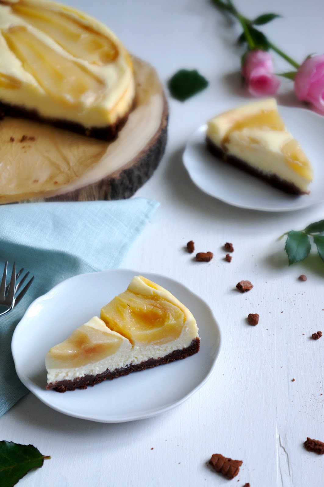 Fräulein Zuckerbäckerin: Birnen-Cheesecake mit Schoko-Keksen