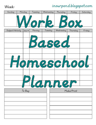 FREE Printable Homeschool Planner for Work Box System from In Our Pond