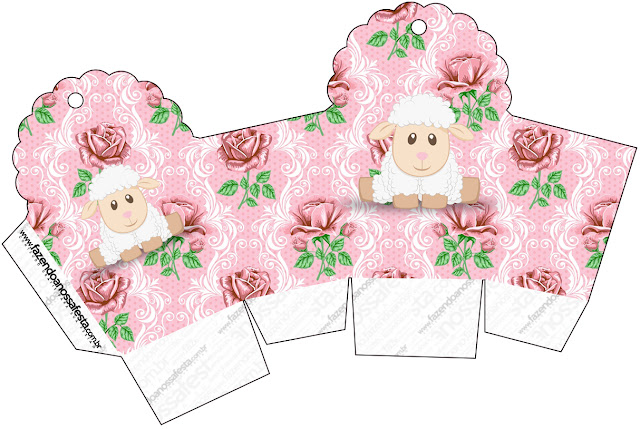 Ovejita en Shabby Chic de Rosas Rosadas: Cajas para Imprimir Gratis. Ovejita en Shabby Chic de Rosas Rosadas: Cajas para Imprimir Gratis.