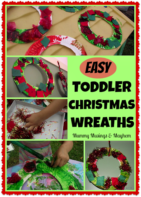 How to make Toddler Friendly Paper Plate Christmas Wreaths