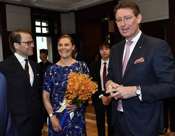 Crown Princess Victoria in Ida Sjostedt govn, Camilla Thulin floral dress and Rodebjer print dress. President Dang Thi Ngoc Thinh