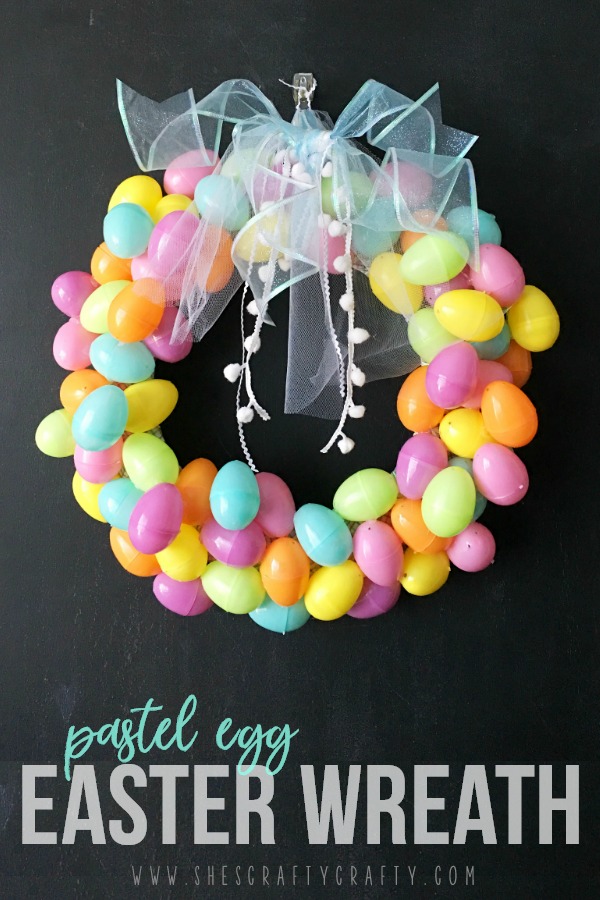 Pastel Easter Egg Wreath DIY that's Easy and Inexpensive to add some fun to your front door