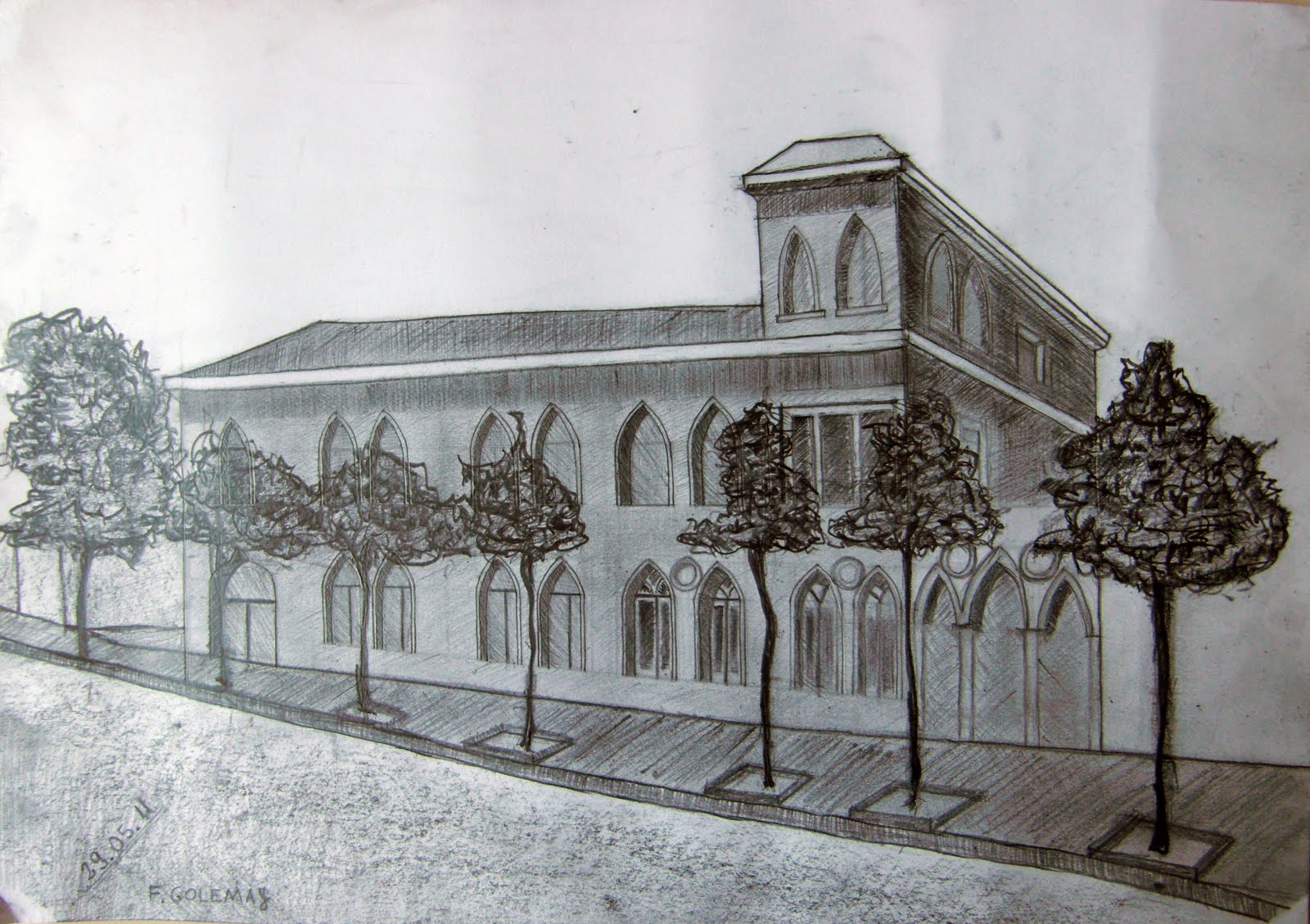 Embassy Building Draw Epoka Drawing Class: Drawing of ex-yugoslavian embassy, works