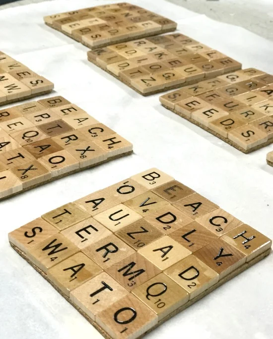 Scrabble tile Coasters with a sealer