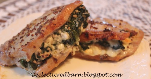 Pork Chops Stuffed with Feta and Spinach - Eclectic Red Barn