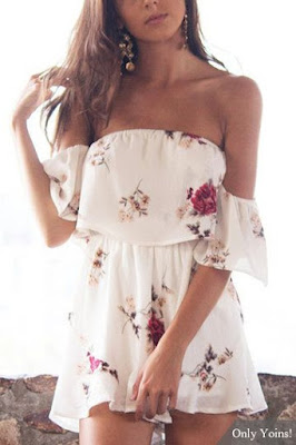 vestido blanco con flores corto elegante