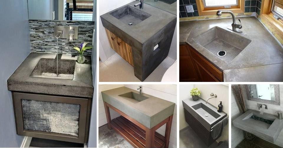 25 Inexpensive DIY Concrete Countertop & Sink For Bathroom And Kitchens