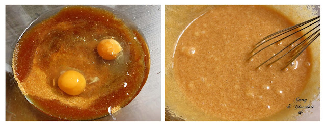 Batiendo los huevos con el azúcar y el aceite Batiendo los huevos con el azúcar y el aceite