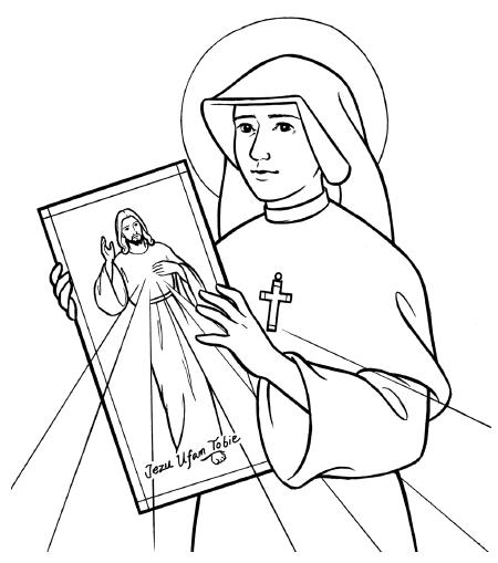 Faustina y Señor de la Divina Misericordia dibujo