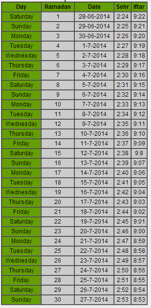Ramadan 2014 Calendar For UK London Birmingham Bradford Leeds Ramadan 2014 Calendar For UK London Birmingham Bradford Leeds