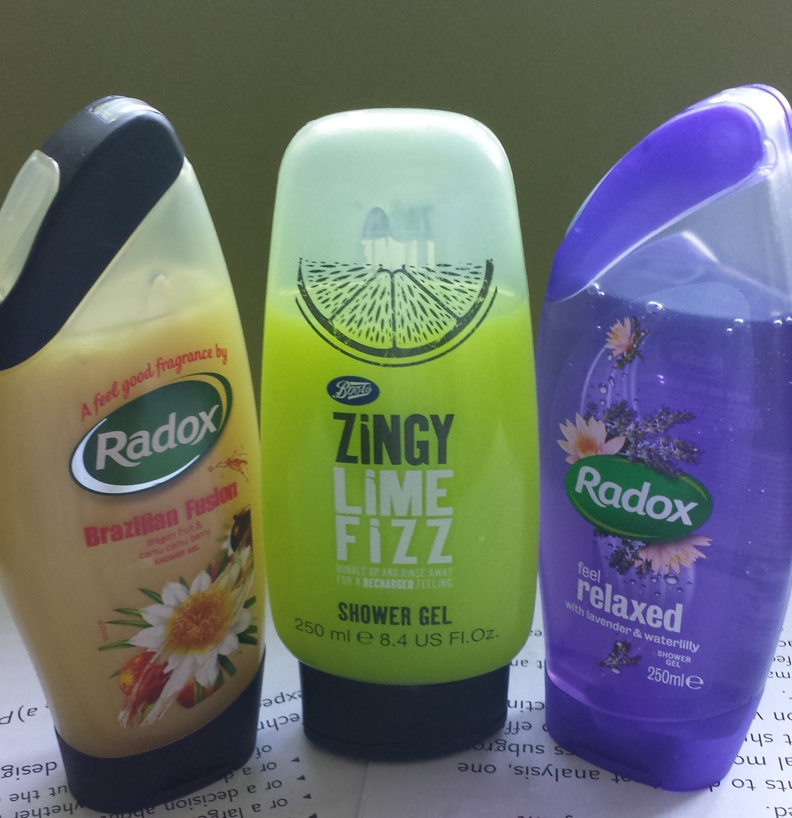 Anna, Look! Product reviews three shower gels (Radox, Boots own brand)