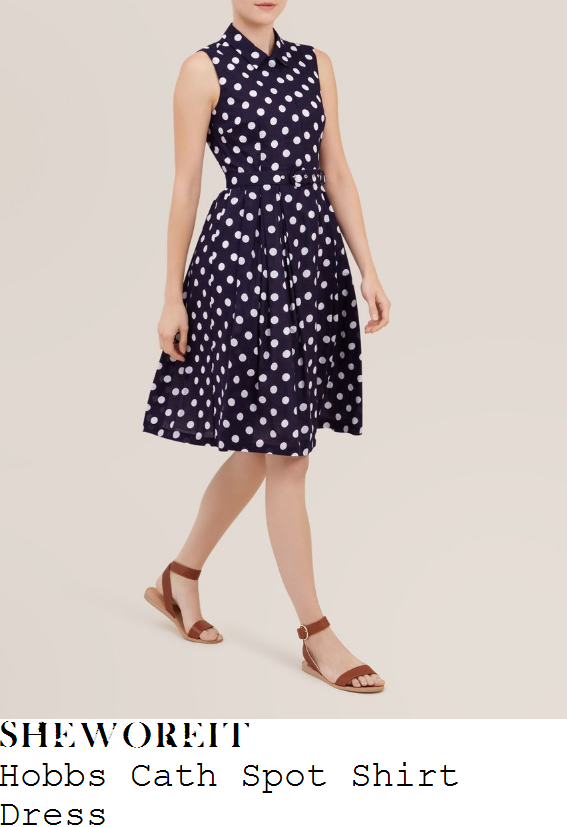 hobbs navy and white spot dress