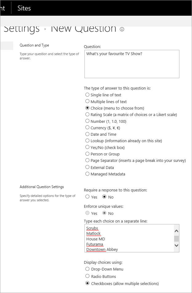 sharepoint survey limit number