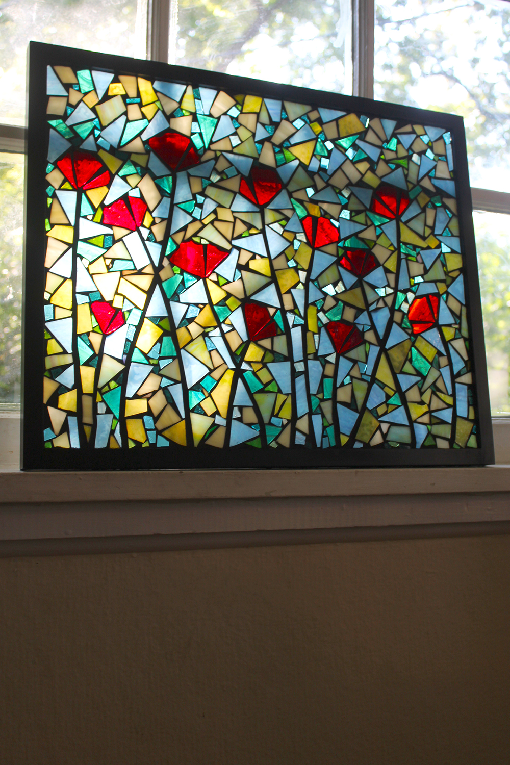 Southern Mom Loves The Poppies Stained Glass Panel Goods