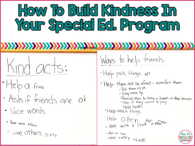 Being able to show other people kindness is an important life skill which is often very difficult for students with disabilities- especially students with autism. Here are some ideas for helping students to understand the concept and put it into action.