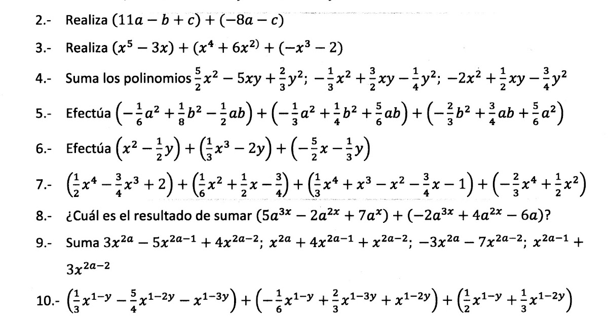 AcadMatCteII SUMA Y RESTA DE POLINOMIOS.