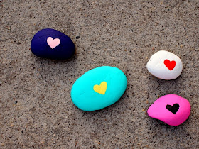 finished painted heart rocks