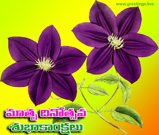 "Mothers Day wishes" translation in telugu Telugu "Matru Dinotsavam Subhakankshalu".     "మాతృ దినోత్సవ శుభాకాంక్షలు " 