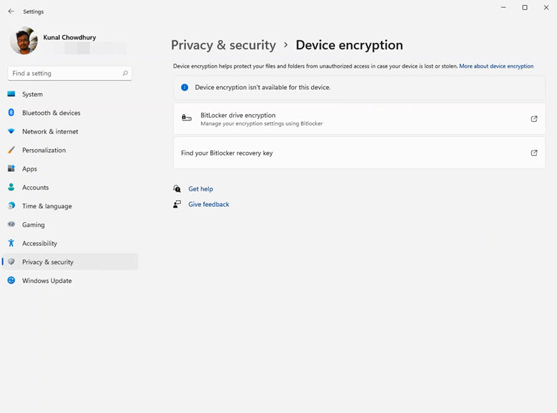 A quick look to Windows 11 Settings app - Privacy & Security - Device Encryption A quick look to Windows 11 Settings app - Privacy & Security - Device Encryption