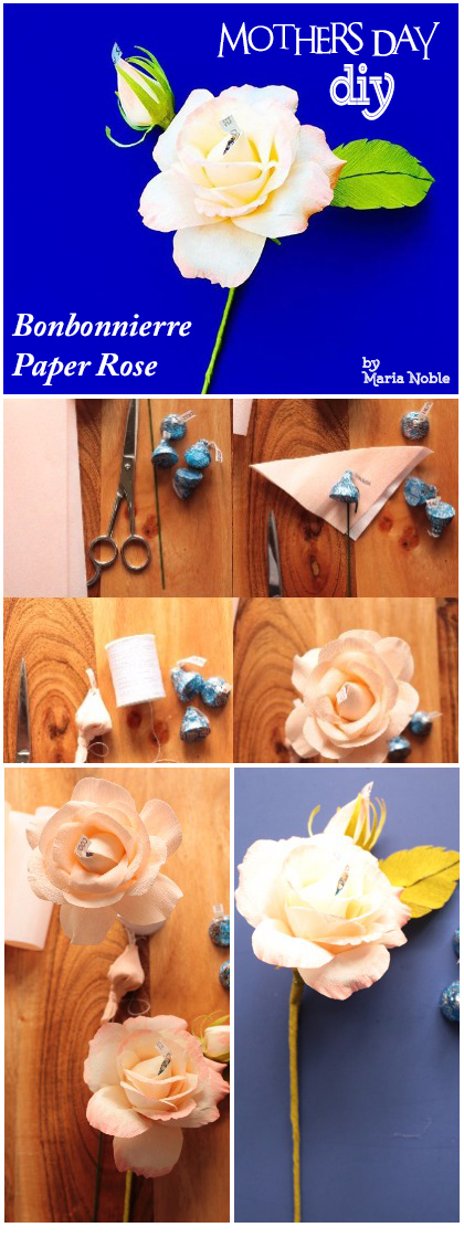 Mother's Day Crepe Paper Rose Instructions for a DIY Bonbonnierre ...