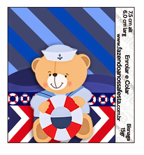 Sailor Bear  Free Printable Candy Bar Labels.