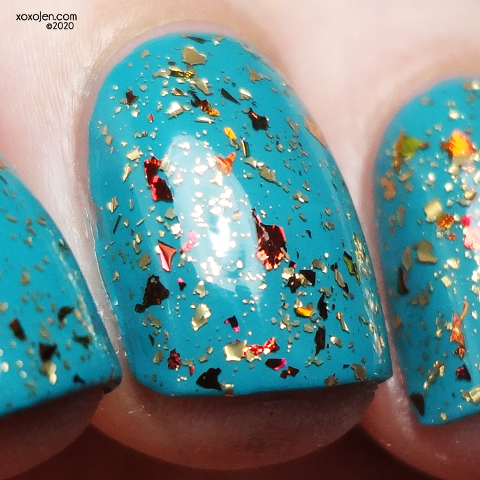 xoxoJen's swatch of Blush Lacquers Bungalow Breeze topped with Bangles & Beachballs