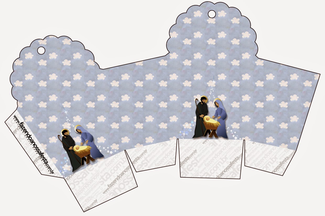 Belén Navideño: Cajas para Imprimir Gratis. Esta caja la cierras luego con un listón o un limpia pipas, para que quede así: