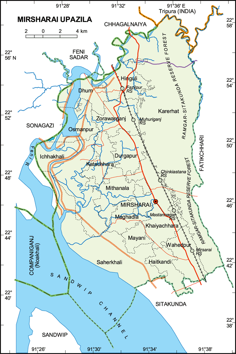 Mirsharai Upazila Map Chittagong District Bangladesh