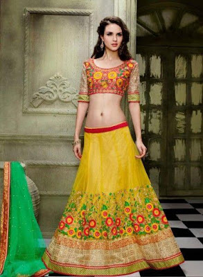 Multi color bridal mehndi dress for a bride that loves casual dress.