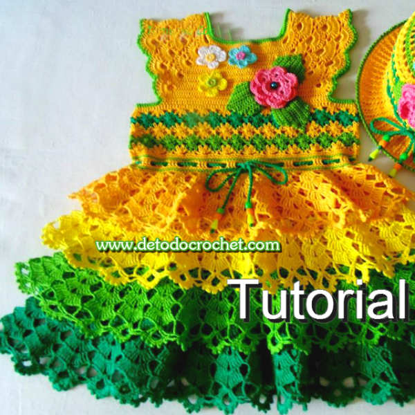 blusa sarcoma Fuera de Vestido Crochet Para Niña de 7 - 8 años / Tutorial