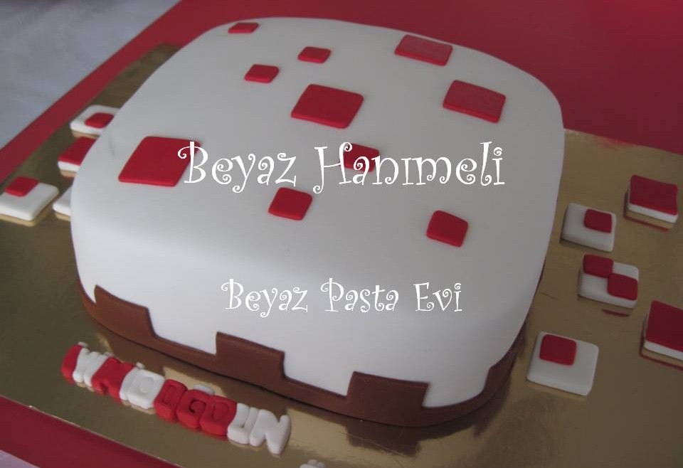 BEYAZ HANIMELİ Minecraft pasta