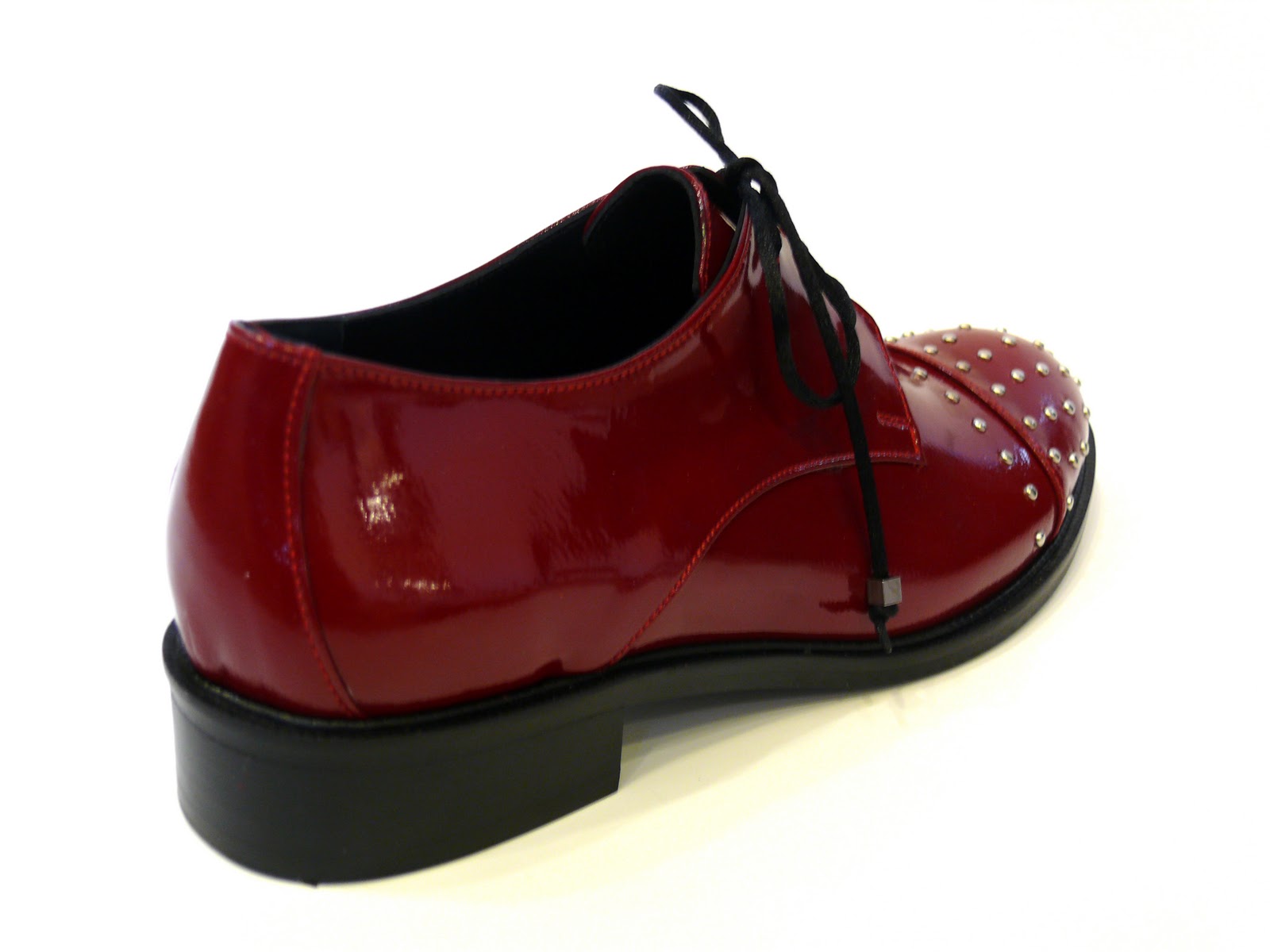 Zeynep Atinc Womens Red Patent Studded Oxfords