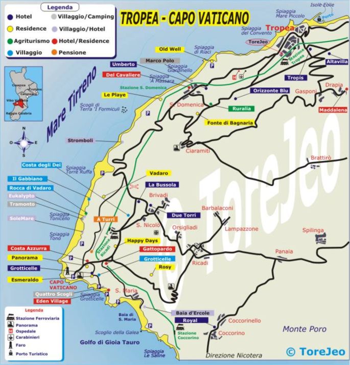 Hotels in Tropea maps, Map of Tropea landmarks, Street map Tropea , Booking Tropea 