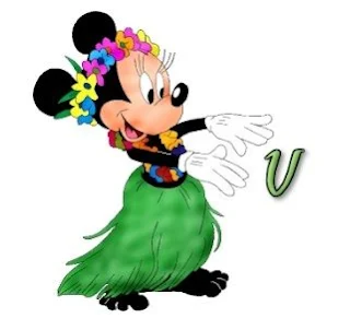 Abecedario de Minnie Hawaiiana. Hawaiian Minnie ABC.