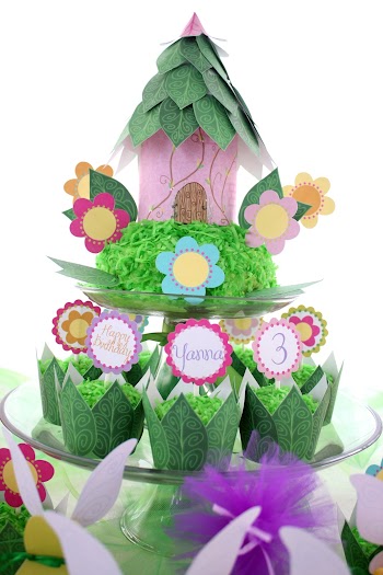 Casita de hadas: adorno y stand para cupcakes. Tutorial.